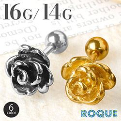 ボディピアス 16G リアルローズストレートバーベル