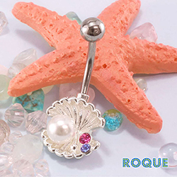 へそピアス 14G ボディピアス バナナバーベル 人魚の贈り物 パール
