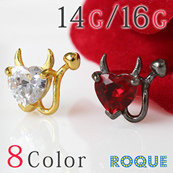 トラガス ボディピアス キャッチ 14G 16G デビルハートキャッチ 小悪魔モデル