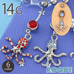へそピアス 14G ボディピアス オクトパス ジュエル